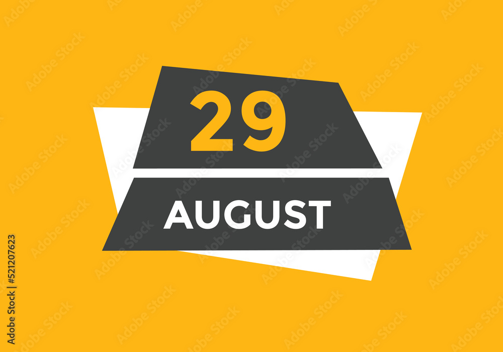 august 29 Calendar icon Design. Calendar Date 29th august. Calendar template 
