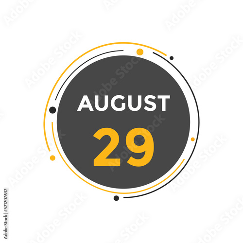 august 29 calendar reminder. 29th august daily calendar icon template. Vector illustration 
