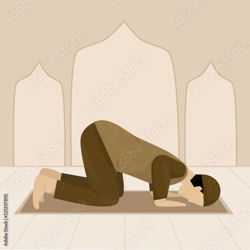 illustration of muslim prostration during praying