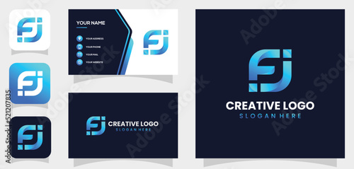 vector graphic from initial F and J with a modern style and eye catching logo design suitable for technology companies