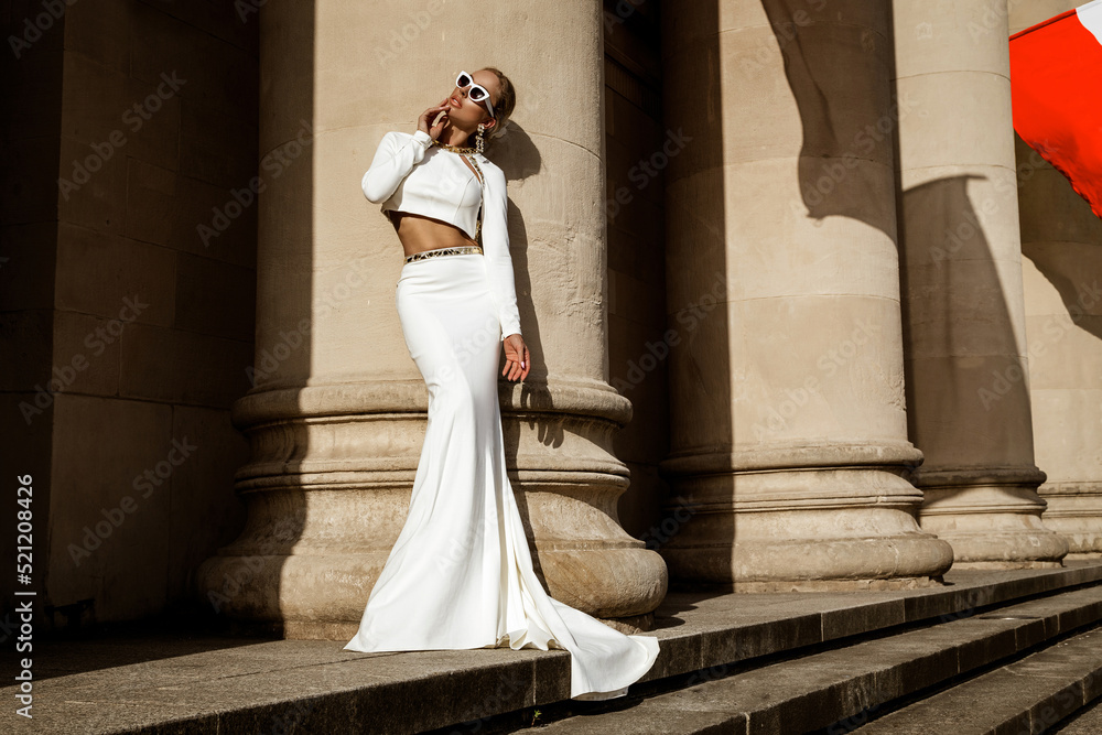 Beautiful Girl White Dress Stylish Jewelry Stock Photo 1688064847 |  Shutterstock