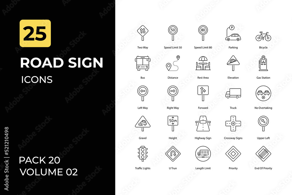Road Sign icons collection. Set contains such Icons as road close, road open, and more