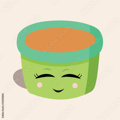 Green cute smile pot character from clay ceramics, for home decoration to make it more beautiful