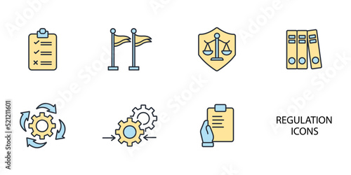 regulation icons set . regulation pack symbol vector elements for infographic web