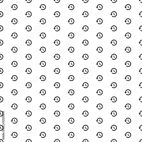 Square seamless background pattern from black time back symbols. The pattern is evenly filled. Vector illustration on white background