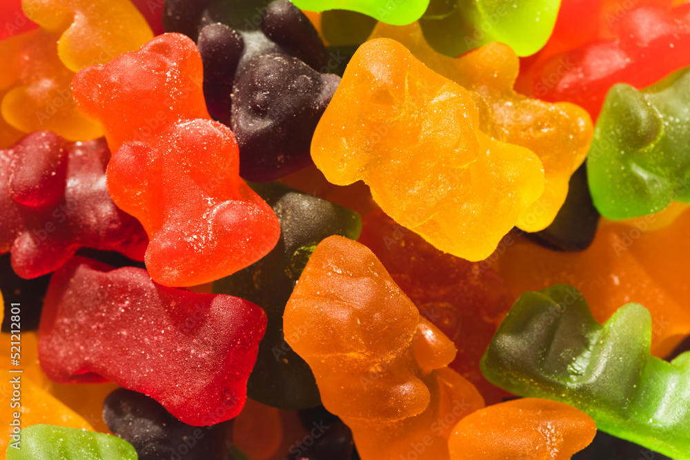 Close-up full frame shot of multi colored gummy bears pile Close-up full frame shot of multi colored gummy bears pile