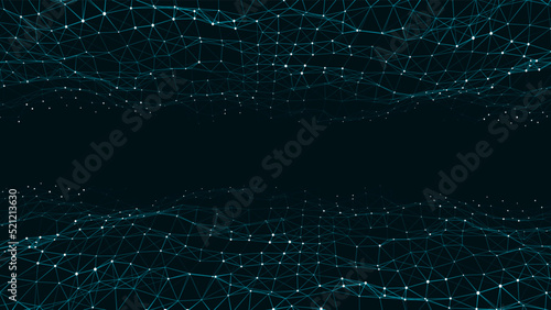 Abstract digital background. Network connection structure. Digital blockchain concept. Background with dots and connection lines. 3D rendering.