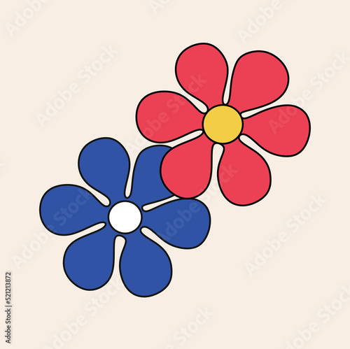 couple flower blue and red icon vector illustration  nature theme