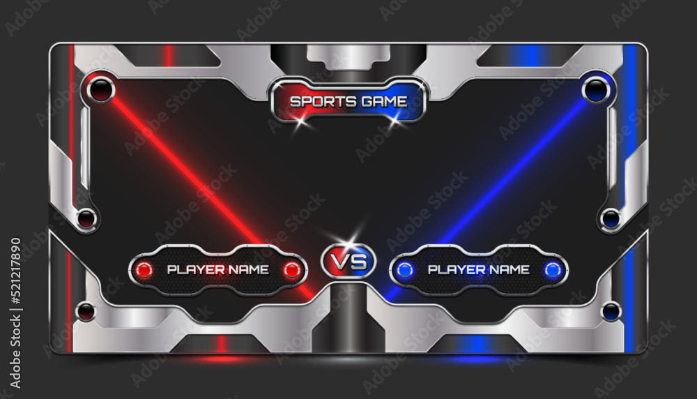 Φωτογραφία Sports game show futuristic banner with metallic 3d background and red blue neon light for electronic sports, boxing, fighting, wrestling