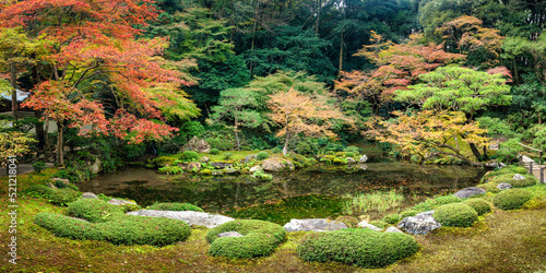 Japanese garden in autumn season