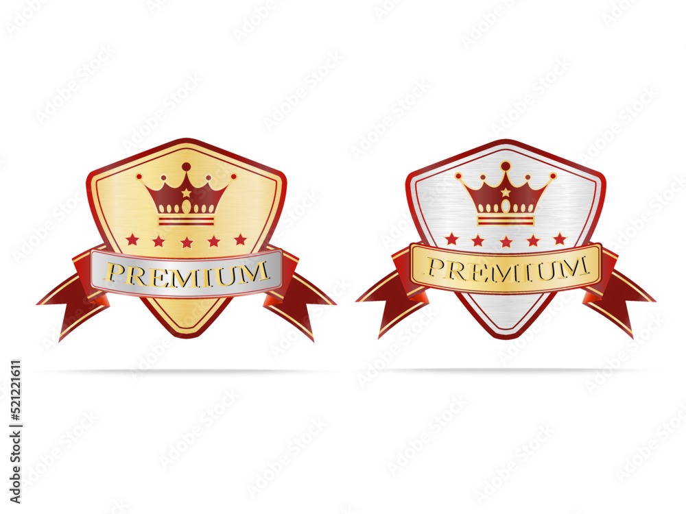 Obraz premium Luxury gold and silver quality shields label