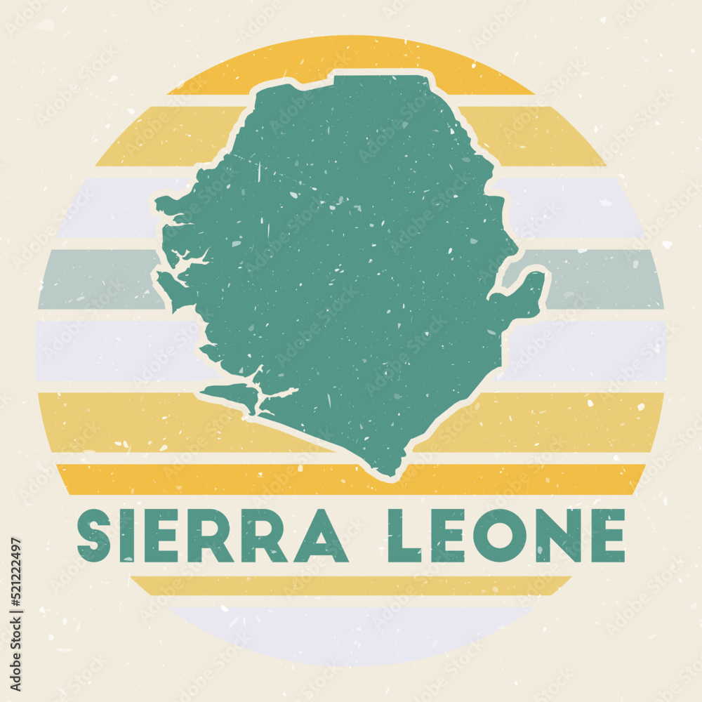 Sierra Leone logo. Sign with the map of country and colored stripes ...