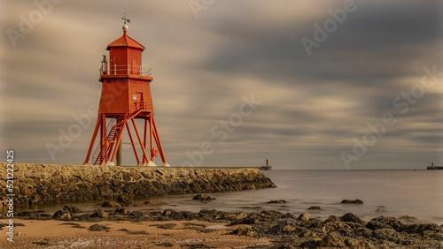 Herd Groyne Lighthouse in South Shields, England, UK. photo