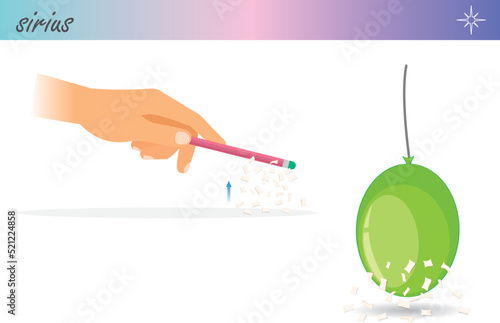 Static electricity experiment. Electric, electrical, magnetic test. Illustration draw vector