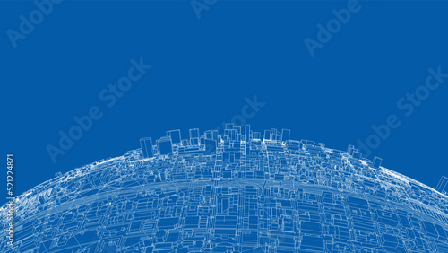 3d city sphere. Vector rendering of 3d