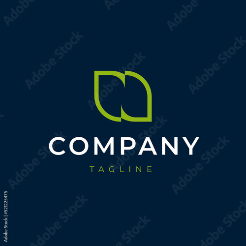 Modern logo with a Company word in the middle with a "tagline" world isolated on a blue background