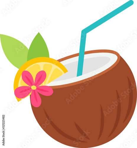 Coconut Cocktail Drink, Summer, Beach