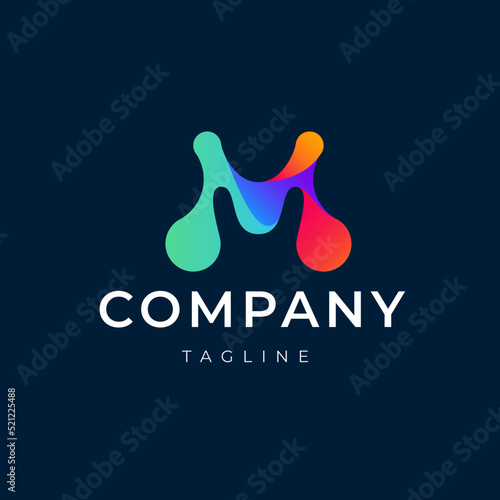 Modern logo with a Company word in the middle with a "tagline" world isolated on a blue background