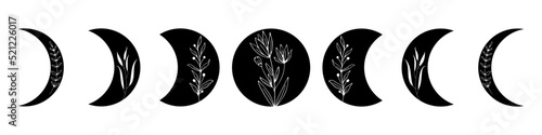 Moon Phase icon vector set. Mystic Celestial illustration sign collection. Boho Moon symbol or logo.