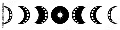 Moon Phase icon vector set. Mystic Celestial illustration sign collection. Boho Moon symbol or logo.