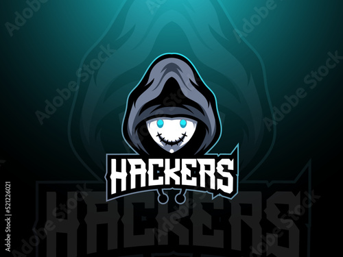 Modern e-sports mascot for a team logo, a hacker badge