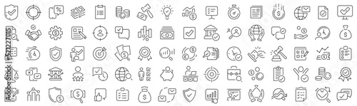 Set of business and audit line icons. Collection of black linear icons