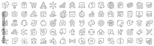 Set of business and marketing line icons. Collection of black linear icons