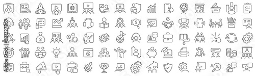 Set of business training line icons. Collection of black linear icons