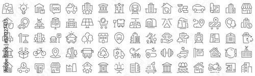 Set of urban infrastructure line icons. Collection of black linear icons photo
