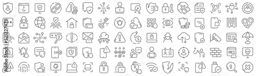 Set of fraud and hacking line icons. Collection of black linear icons