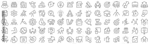Set of startup and development line icons. Collection of black linear icons