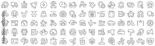 Set of auto service line icons. Collection of black linear icons