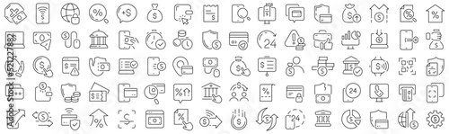 Set of online banking line icons. Collection of black linear icons