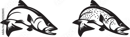 Bass fish isolated vector design elements