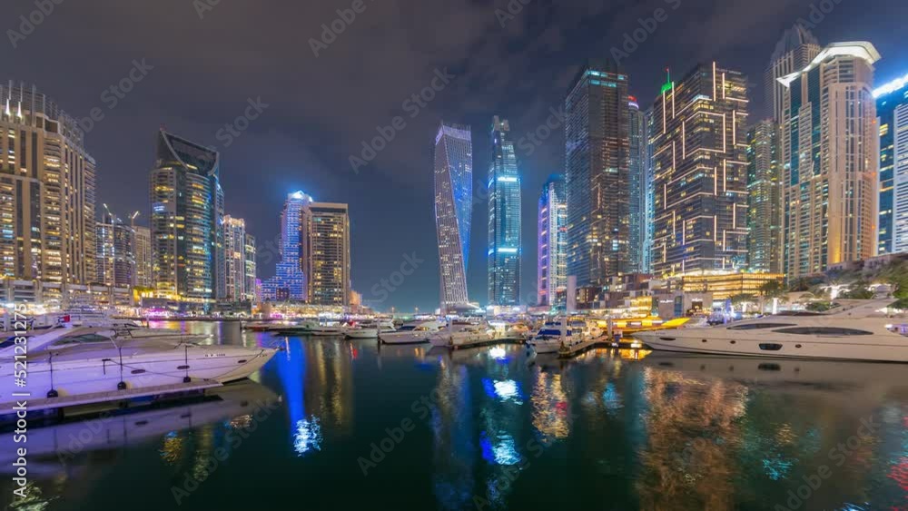 Time lapse of in Dubai Marina tourist destination at
night .
Time lapse of in Dubai Marina tourist destination at
night .