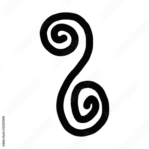 Abstract tribal art shape vector modern and contemporary spiral  esign art element for poster, wall art and print collections in a glyph illustration