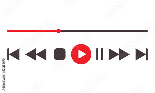 media music player button interface multimedia pause, play, rewind, forward template audio icon media vector