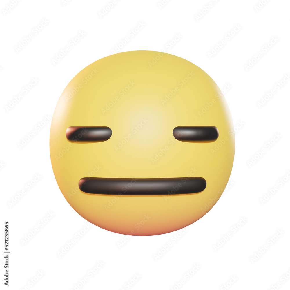 Fototapeta premium Expressionless Face Emoji 3D Illustration
