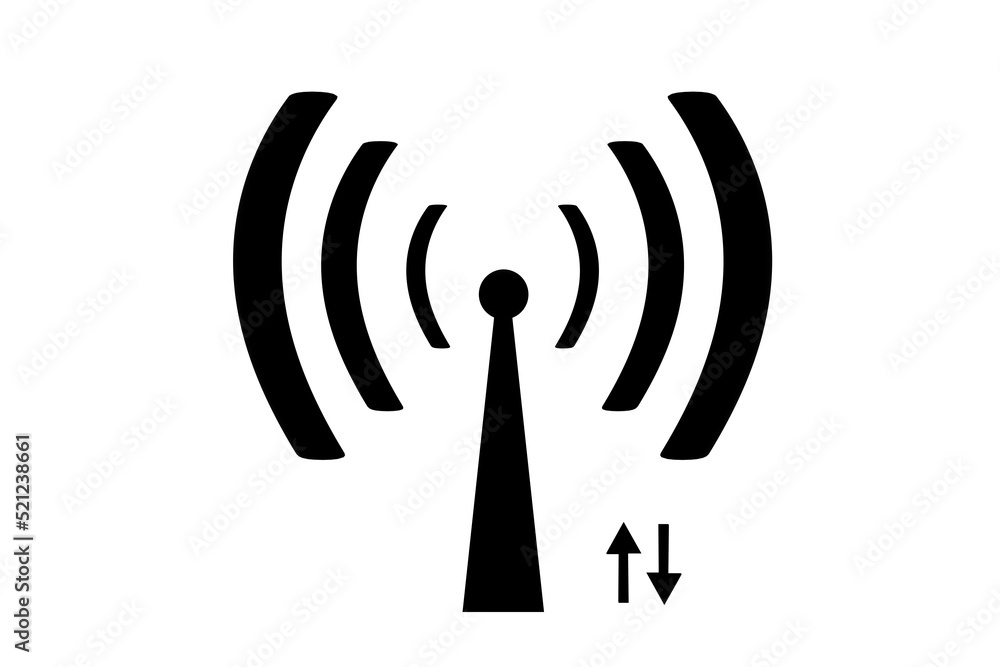 3D wifi sign symbol black white background isolated 3D wifi sign symbol black white background isolated