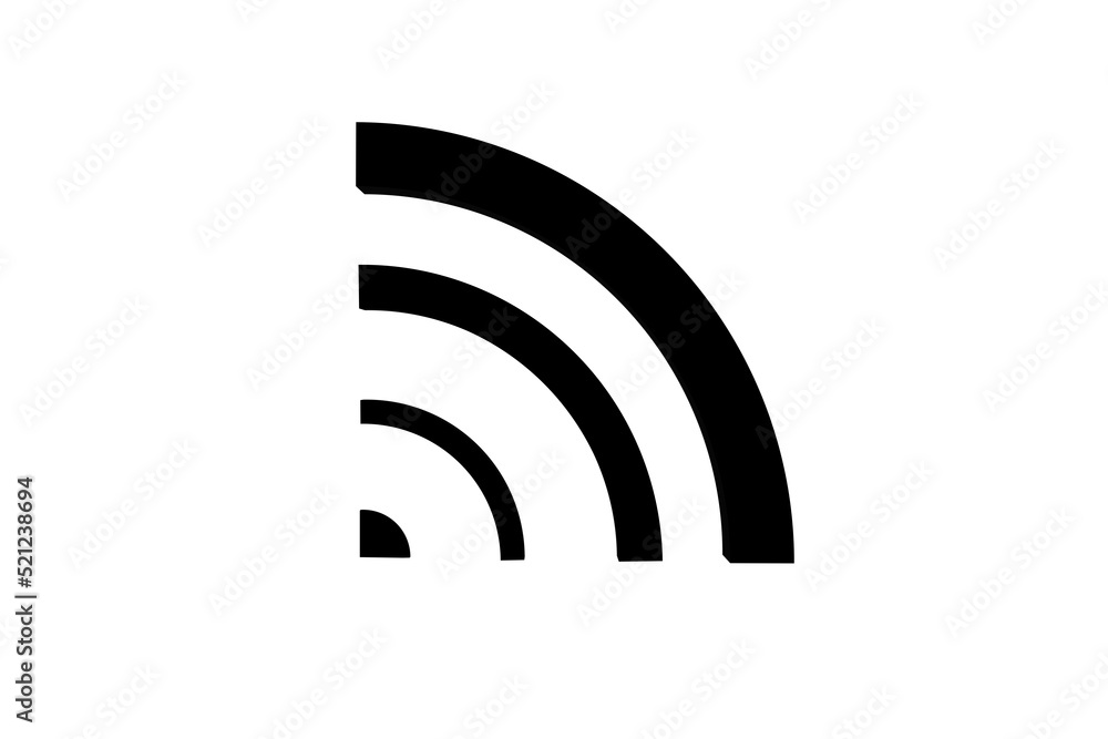 3D wifi sign symbol black white background isolated