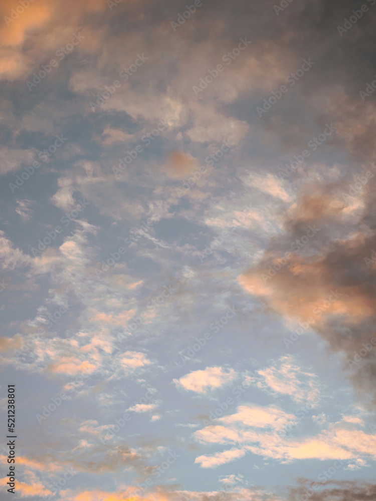 Sky with red clouds. Pastel colors