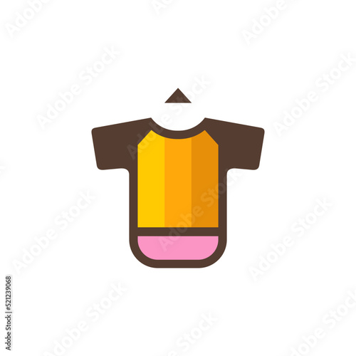 creative custom T-shirt logo template with pencil design - editable vector