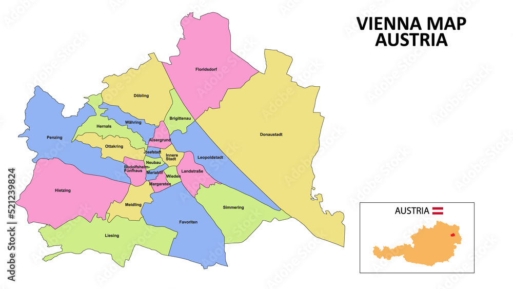 Vienna Map. District Map Of Vienna Detailed Map Of Vienna In Color With ...