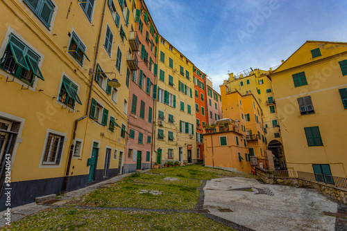 GENOA, ITALY, FEBRUARY 15, 2022 - View of Campopisano square in the old city of Genoa, Italy photo