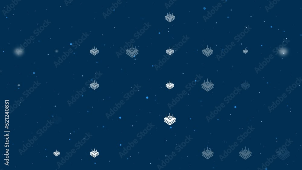 Template animation of evenly spaced absorbent symbols of different ...