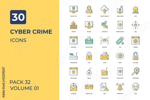 Cyber security icons collection. Set contains such Icons as online security, data security, hacking, and more
