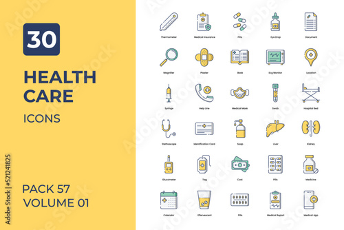 health care icons collection. Set contains such Icons as bandge, hospital, medical, and more