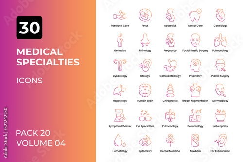  medical specialties icons collection. Set contains such Icons as neurologist, eye specialist, heart specialist, and more