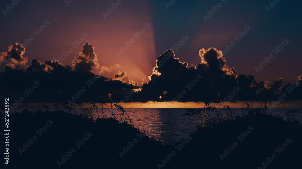 Sunrise,landscape,color,clouds,ocean,nature
