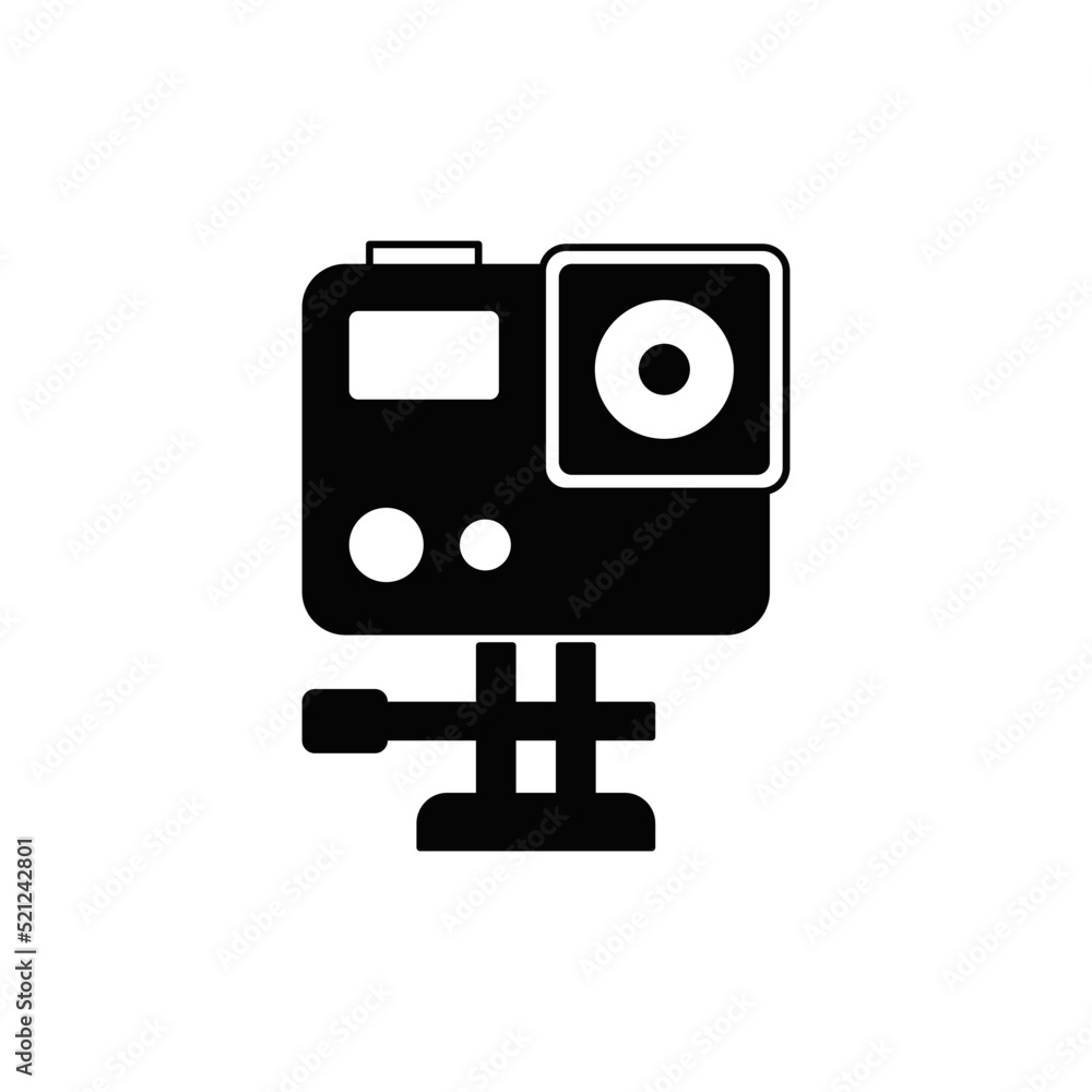 Action Camera icon in black flat glyph, filled style isolated on white background Action Camera icon in black flat glyph, filled style isolated on white background